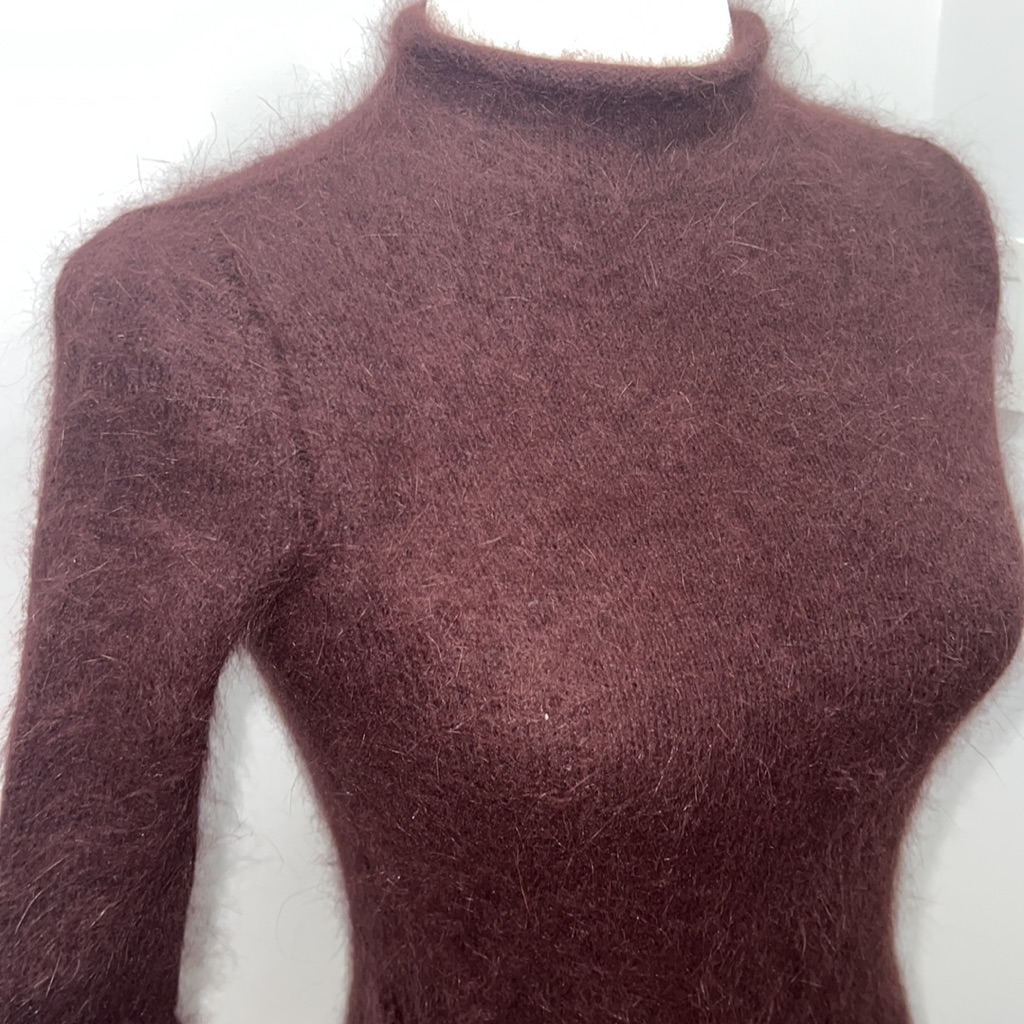 Wine Rabbit Fur Sweater